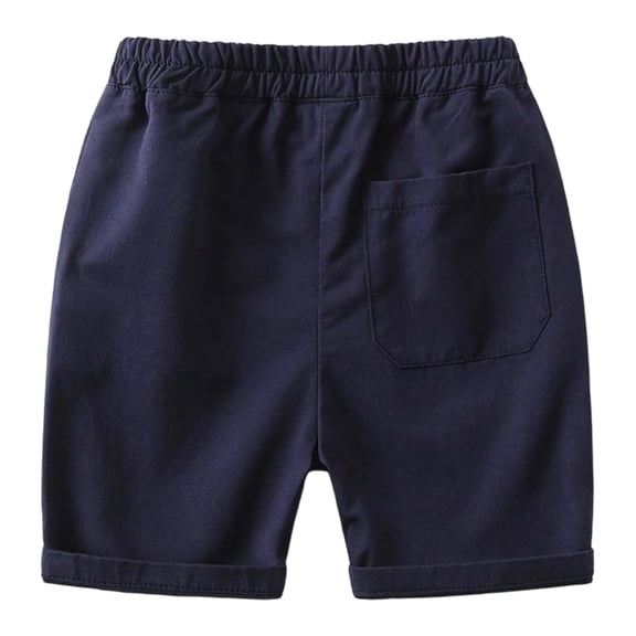 CUZIBR Toddler Baby Boys Summer Casual Shorts Cute Cartoon Animal Embroidery Elastic Waist Solid Color Wide Leg With Pockets Beach Holiday Short Pants Breathable Dailywear,Navy,12-18 Months