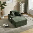 thumbnail image 5 of FFZ Corduroy Upholstered Chaise Lounge Sofa with Detachable Cushions for Office, Green, 5 of 13