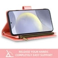 thumbnail image 6 of Compatible with Samsung Galaxy S24 Plus/S25 Plus S24+ S25+ 5G Wallet Phone Case and Tempered Glass Screen Protector Flower Faux Leather Flip Credit Card Holder Stand Zipper Cell Cover Women Pink, 6 of 9