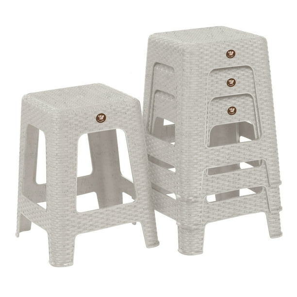 Kit 4 Bancos Cuadrado Para Exterior E Interior (Blanco Cantera)