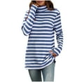 thumbnail image 2 of JUSLIO Striped Tops for Women Pullover Casual Shirts Fashion Long sleeve Turtleneck Shirts Blue M, 2 of 5