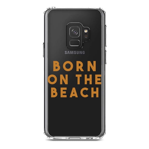 DistinctInk Clear Shockproof Hybrid Case for Samsung Galaxy S9 (5.8" Screen) - TPU Bumper Acrylic Back Tempered Glass Screen Protector - Born on the Beach