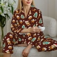 thumbnail image 6 of Salouo Christmas Gingerbread Pattern Women's Pajamas Set Long Sleeve Button Down Sleepwear Soft Pj Lounge Sets for women 2 Piece Pjs Set with Long Pants-X-Large, 6 of 7