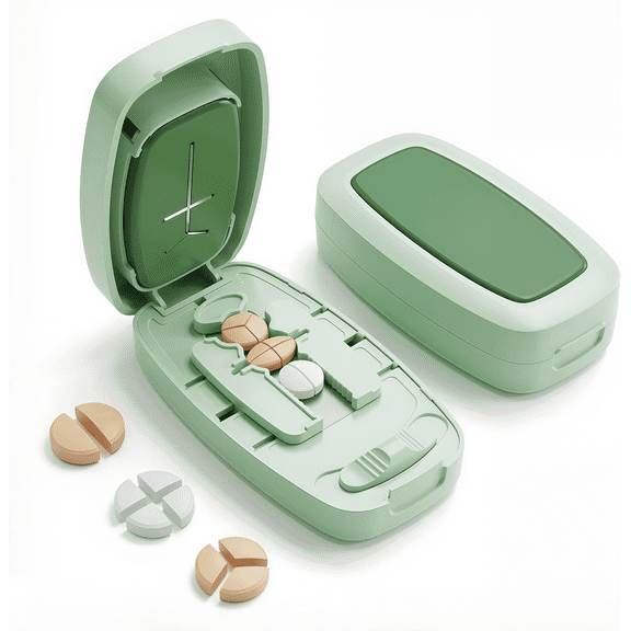 Pill Cutter, Pill Splitter for Small and Large Pills, Adjustable Tablet Cutter Divider for 1/2, 1/3 and 1/4 Tablets, Covered Blade Design for Vitamins and Daily Use