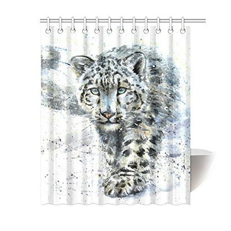Mkhert Snow Leopard Animals Shower Curtain Bath Curtain Waterproof
