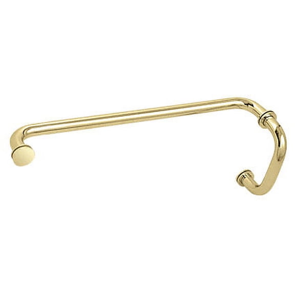 CRL BM6X18BR Polished Brass 6" Pull Handle and 18" Towel Bar BM Series Combination With Metal Washers