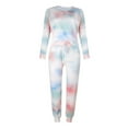 thumbnail image 5 of Women's Pajamas Lounge Set Casual Soft Tie Dye Crewneck Long Sleeve Top and Pants 2 Piece Outfits Pjs Sleepwear Ladies Clothes, 5 of 6
