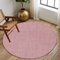 thumbnail image 3 of Vintage Nude Pink Large Area Rugs for Bedroom Living Room, Soft Non Slip Carpet Bedside Rug, Farmhouse Retro Solid Color Linen Texture Round Floor Cover Kitchen Accent Rug 5' for Dining Room/Office, 3 of 9