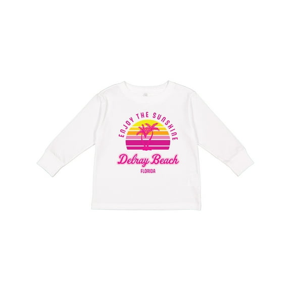 Inktastic Summer Enjoy the Sunshine Delray Beach Florida in Pink Boys or Girls Long Sleeve Toddler T-Shirt