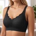thumbnail image 2 of Alun Wireless Bras for Women No Underwire Full Coverage Adjustable Strap Comfort Ribbed Supportive Bra Massage Cups Push up Bralettes for Everyday Wear Black XXL, 2 of 4