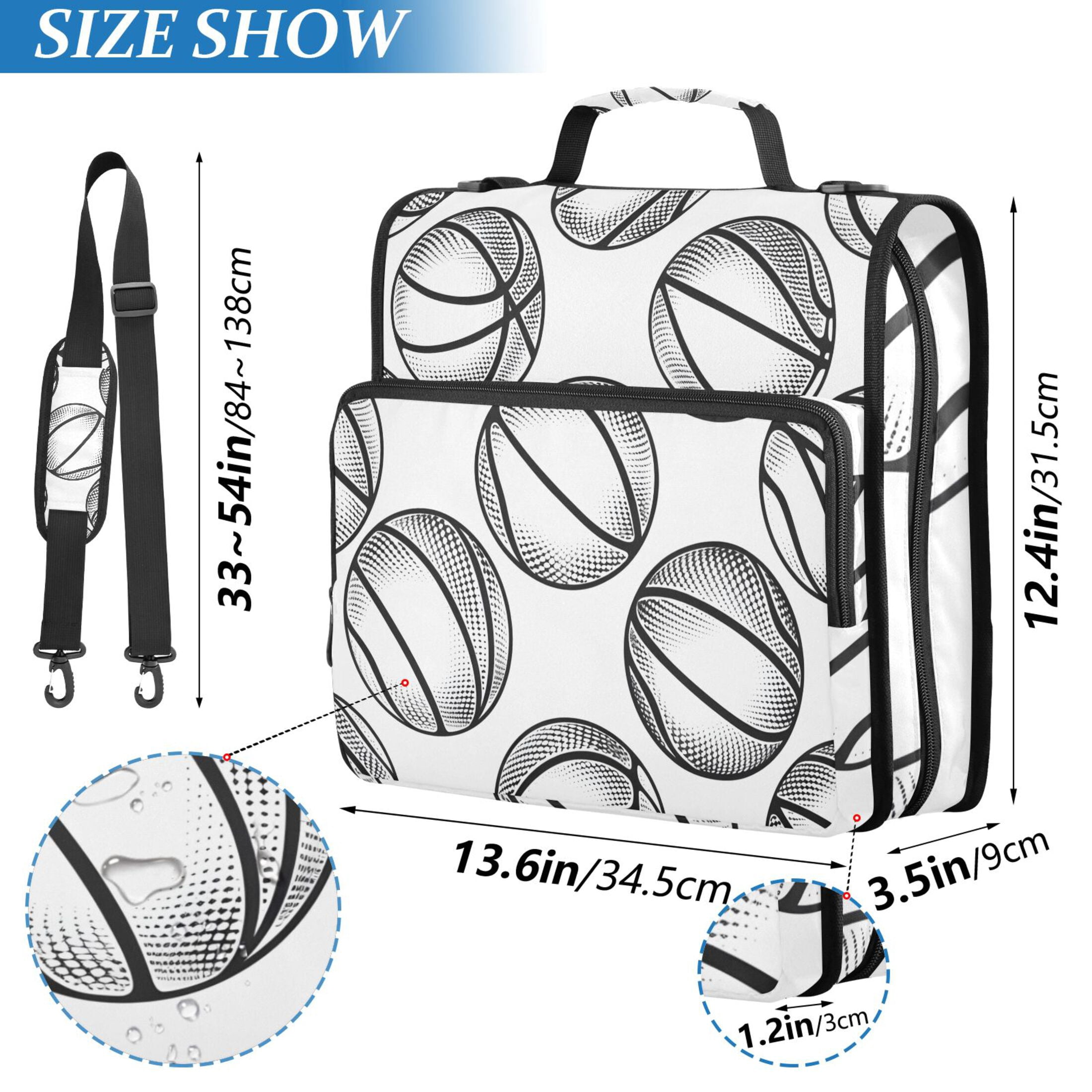 ALAZA Zipper Binder Basketballs-z1 3 Ring Trapper Keeper File Folder Organizer Bag