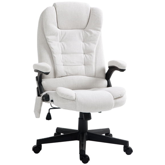 White Reclining Massage Office Chair with Adjustable Height & Swivel - Executive Desk Chair for Home or Office Comfort