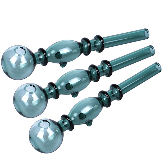 Pipa de vidrio verde lago de 3 piezas de 14 cm para fumar de grado alimenticio