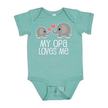 

Inktastic My Opa Loves Me Elephant Gift Baby Boy or Baby Girl Bodysuit
