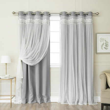 Best Home Fashion Elis Lace Overlay Curtain Panel Pair Walmart Com