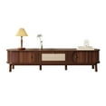 thumbnail image 2 of Noble House TV Cabinet with Bamboo Slat Doors & Rattan Drawers, Rustic Media Console Storage Solution, Natural, 2 of 9