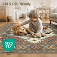 thumbnail image 4 of ODIKA 4'x6' Washable Area Rug Non-Slip, Chair-Friendly, Flatwoven Lone Border Distressed Farmhouse Plank Door Vintage Southwestern Playful for Home Office, Under Desk, 4 of 7