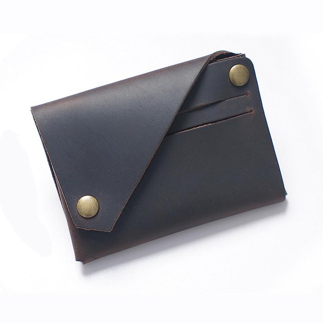 Bolso de cuero genuino desmontable para hombre, con ranuras para múltiples tarjetas, tarjetero, pinzas para billetes, monedero pequeño, 1 pieza, color café