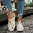 thumbnail image 3 of Ladies' Fashionable Plus Size Slippers with Hollow Pattern on the Toe Solid Color Wedge Heel Thick Sole White 41, 3 of 6
