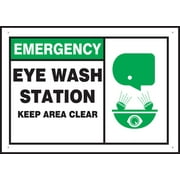 Emergency Safety Label Eye Wash Station Keep Area Clear 8X12 Inch Rust Free Aluminum,Uv Ink Printing,Indoor Or Outdoor Use