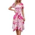 thumbnail image 2 of Fantaslook Plus Size Dresses for Women Floral Asymmetrical Hem Dress Summer Sundresses with Pockets, 2 of 9
