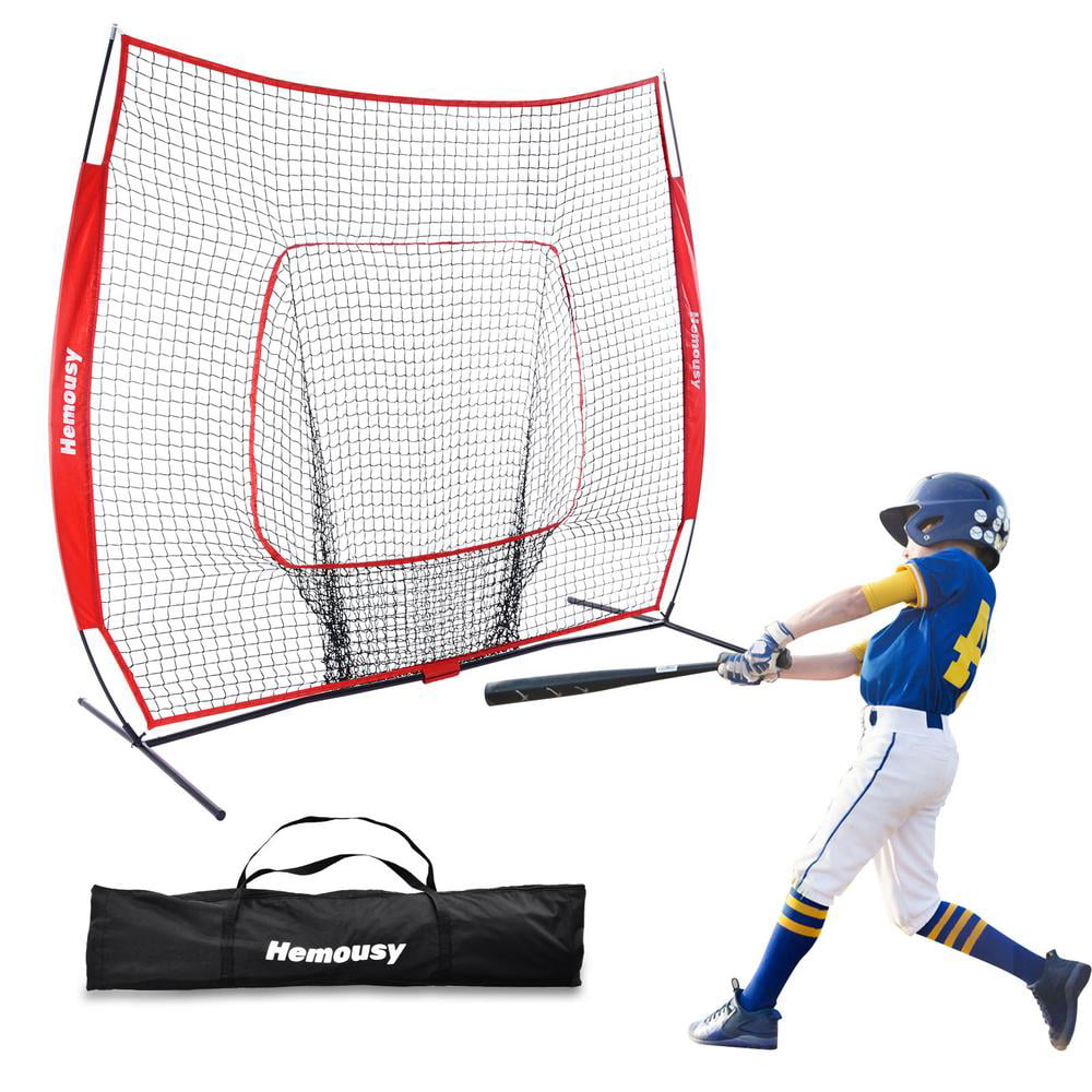 7'×7' 5'×5' Baseball Softball Practice Hitting Training Net Bow Frame Red Bag 