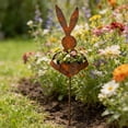 thumbnail image 7 of pdqouc 35 Inch Easter Metal Bunny Planter Garden Stake, Rustic Patina Finish Decorative Stake, Ideal for Outdoor Garden Yard, Perfect for Small Flowers Spring Display Decor, 7 of 7