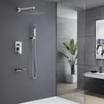 thumbnail image 4 of Topcobe 10 inches Wall Mounted Square Rainfall Pressure Balanced Complteted Shower System with Rough-in Valve for Hotel, 3 Function, 4 of 6