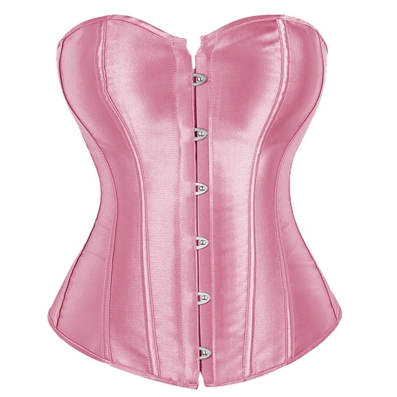 DondPO Womens Corset,Womens Satin Bustier Corsets Top Strapless Boned Waist Cincher Overbust Bustiers Plus Size Corsets,Women’s Bustiers & Corsets,Black Corset for Women Pink XL Clearance!