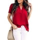 thumbnail image 1 of Blusas de gasa con escote en V dividido informal de verano para mujer, túnica suelta, Tops de manga corta Ormromra, 1 of 1