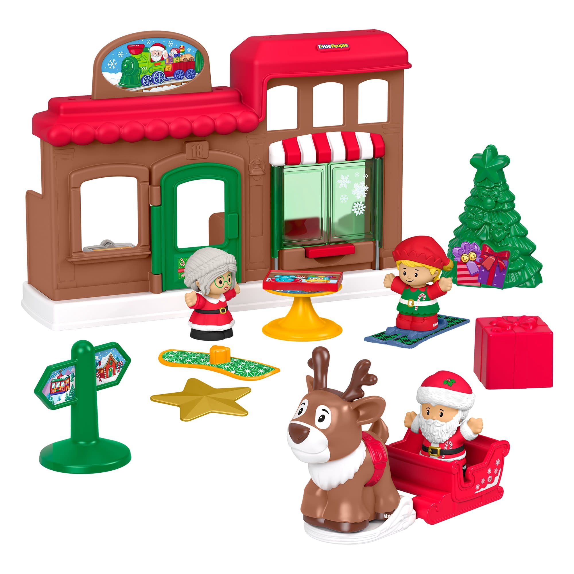 Fisher-Price Little People Santa’s Workshop Toddler Christmas Playset, 14 Play Pieces