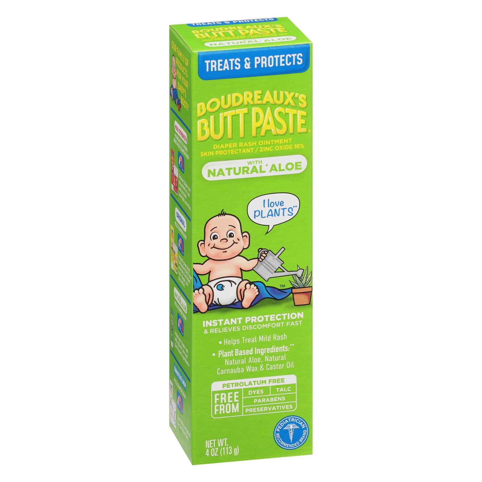 Boudreaux's Butt Paste Diaper Rash Cream With Natural* Aloe, Ointment for Baby, 4 oz
