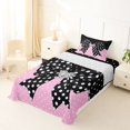 thumbnail image 3 of spefrowx Retro Polka Dot Bow Print Twin Sheets for Teens, Black Pink Gem Heart Bedding, 3 Pieces, 1 Flat Sheet, 1 Fitted Sheet and 1 Pillowcase, 3 of 6