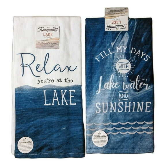 Set of 2 TRANQUILITY LAKE Terry Kitchen Towels by Kay Dee Designs