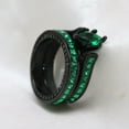 thumbnail image 2 of GY Black Gold Plated Marquise cut Green AAA CZ 2pcs Womens Wedding Ring Sets Bridal Sets, 2 of 4