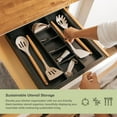 thumbnail image 5 of KitchenEdge Organizador de cajones de cocina ajustable para utensilios y basura expandible a 33 pulgadas de ancho 9 compartimentos 100% bambú, 5 of 5