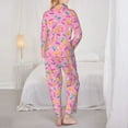 thumbnail image 6 of Goofa Pink Donut Printed Women’s 2 Piece Pajama Set Super,Pajamas Women's Long Sleeve Sleepwear Soft Button Down Loungewear Pjs Lounge Set Nightwear-, 6 of 9