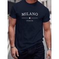 thumbnail image 5 of Men's Summer 100% Cotton Fashion MILANO Letter Printed Loose Large Casual Comfortable Round Neck Short Sleeve T-shirt Top, 5 of 10