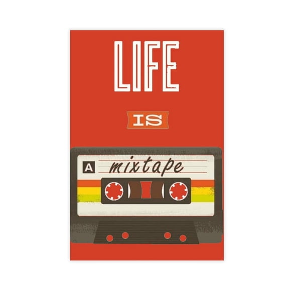 1pc Mix Tape 5 Canvas Painting Poster, Pictures Print Wall Art With Inspirational Quotes For Office Bathroom Living Room Decor, Ready To Hang Festival Gift For Her Him