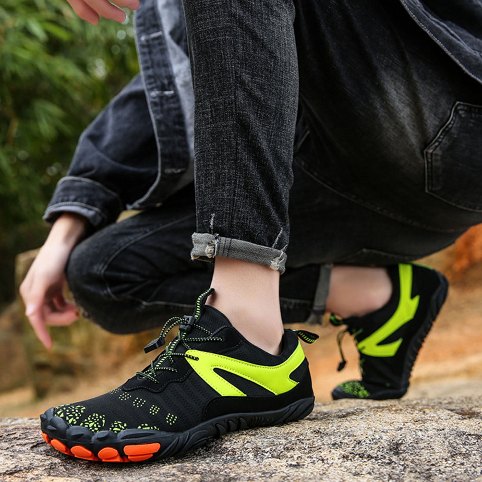 Womens Lightweight Breathable Quick Dry Water Hiking Shoes Non Slip Barefoot Trail Outdoor Athletic Sneakers Green,Size 8.5