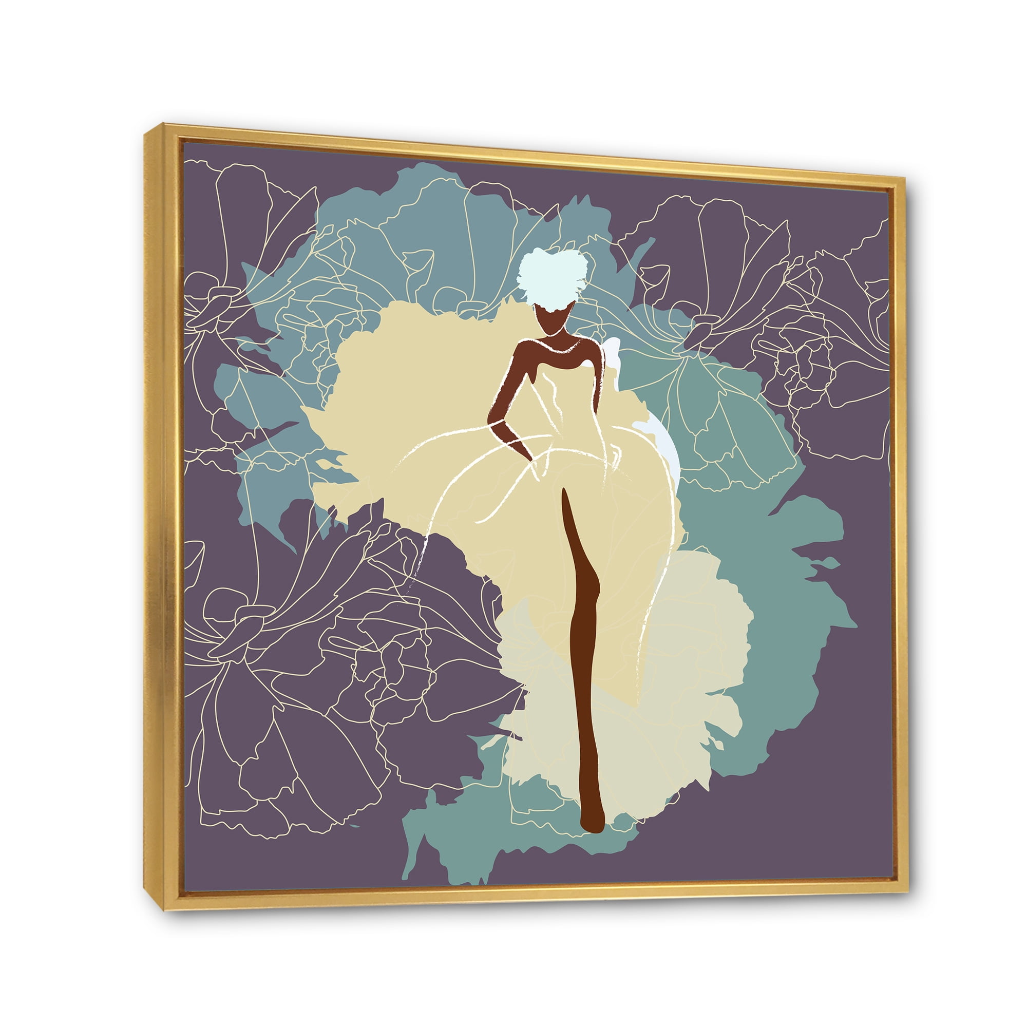 Designart 'Abstract African American Woman In Gorgeous Wedding Dress' Modern Framed Canvas Wall Art Print