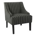 thumbnail image 1 of HomePop Chaise d'Appoint Traditionnelle en Bois et Tissu Motif Rayé Noir, 1 of 12