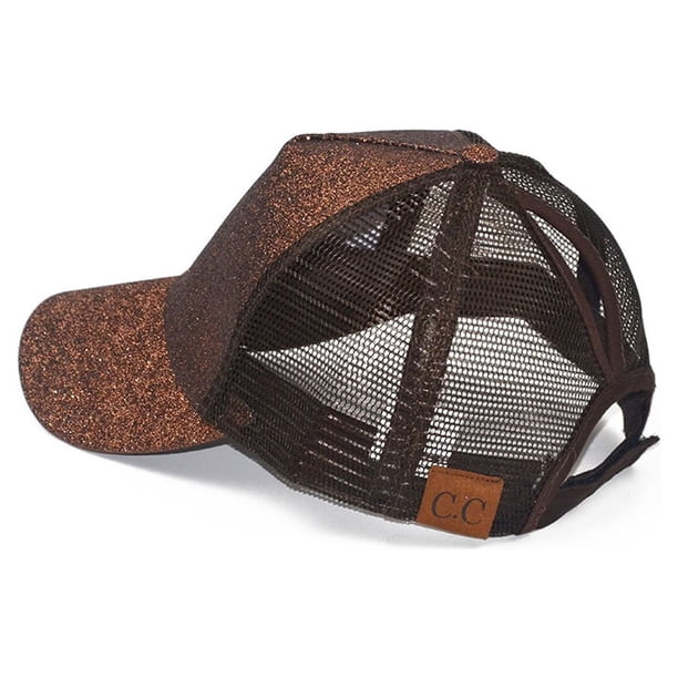 Gorra de béisbol Sonducket para mujer a prueba de sol color sólido ajustable café