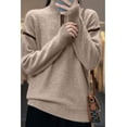 thumbnail image 2 of Maydear Womens Contrast Zippered Half Placket Turtleneck Wool Cardigan, Casual Long Sleeve Pullover Tops, 2 of 5