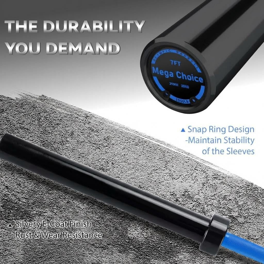 Barbell Bar, 1500LB Heavy Duty Carbon Steel Barbell Bar, Strength Training Weightlifting Equipment, with Anti-Slip Knurling, for Home Gym Garage Apartment