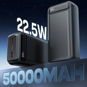 50000mAh 22.5W Fast Charging Power Bank, USB-C Quick Charge 3 Outputs 2 Inputs LED Display Portable Charger for most electronic devices on the market