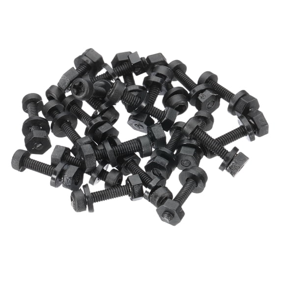 Uxcell M2x10mm Black Nylon Bolts Plastic Nuts Full Thread Head Screws and Nuts Set for Industrial Home Fastening Projects, 24 Sets