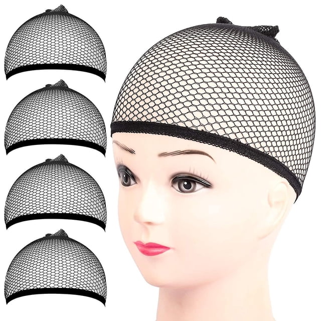 Red para el cabello compatible con peluca, 4 tapas de malla para peluca con extremos cerrados