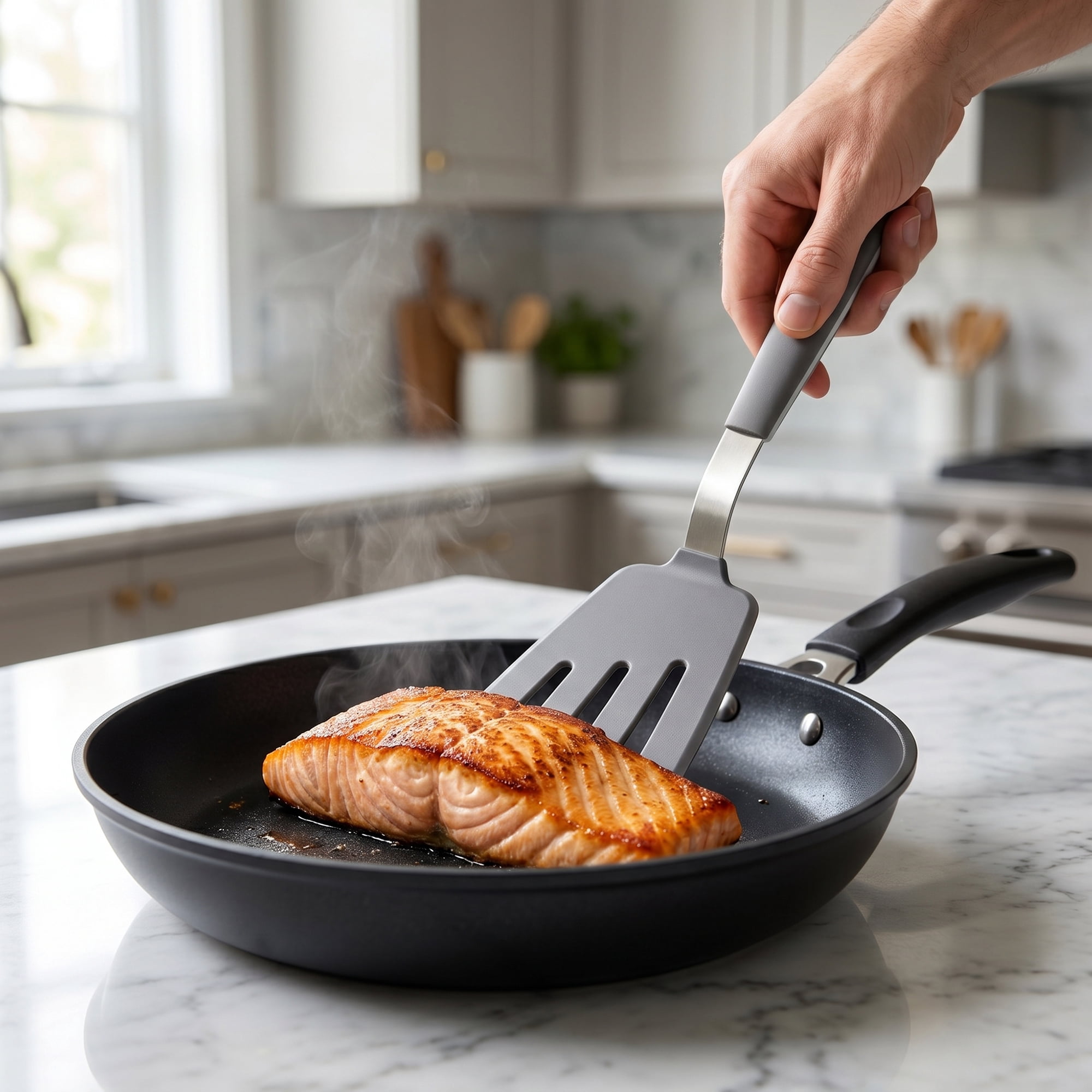Unique Bargains Kitchen Utensils with Heat-Resistant Rubber Spatula Gray 13.8x3.9 inch