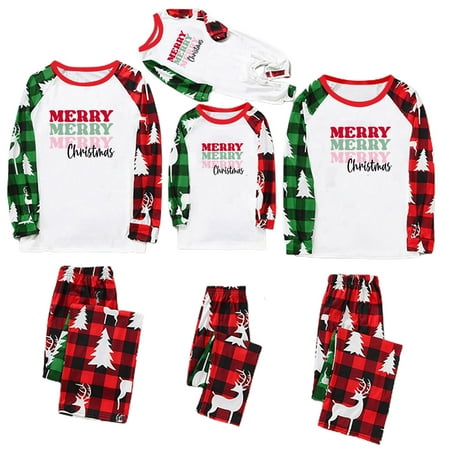 

Pxxlle Merry Christmas Matching Pajamas for Family Xmas Tree Eld Print Blouse Pants Casual Holiday Loungewear Adult and Kids Vacation Sleepwear for Kids
